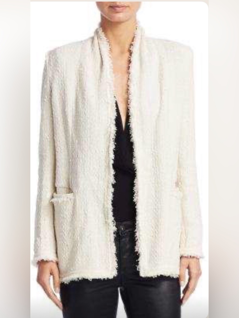 IRO Quanto ECRU / WHITE Oversized Bouclé Tweed Jacket Size 38